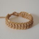 Warm Neutral - Fishbone Braid Bracelet, Gold Chain..