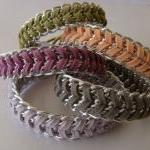 Fashion Braided Silver Chain Bracelet, Suede Cord..