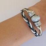Cosy Line Beaded And Braided Bracelets, White And..