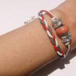 Cosy Line Beaded And Braided Bracelets, Red And..