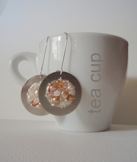 Champagne Blossom Wheel - Dreamy Romantic Beaded Earrings