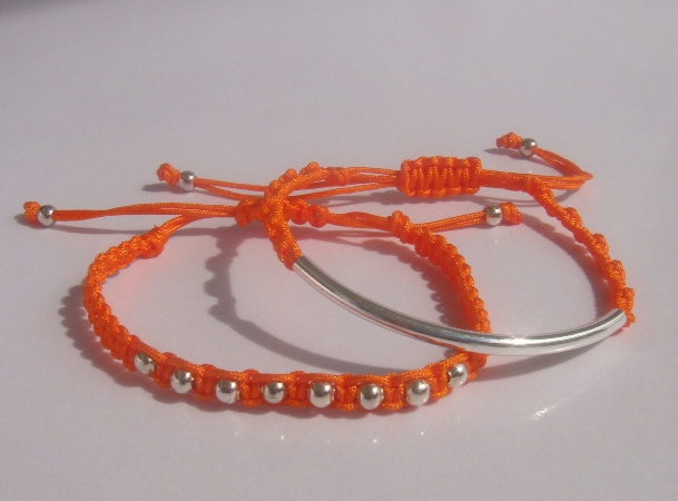 Juicy Orange Beaded Friendship Bracelets Stacking Playful Summer Fun Set Of Two